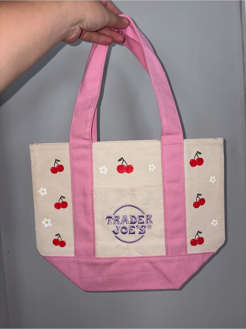 Customized Mini Pink Pastel Canvas Trader Joe’s Tote Bag - Picture 2 of 6